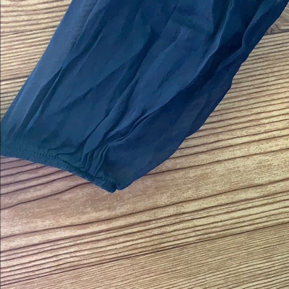 100% SILK MADE IN ITALY LARGE BLUE BLOUSE LACE - Picture 7 of 9